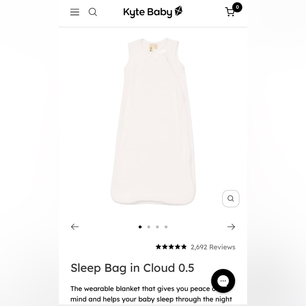 Brand new Kyte Baby sleep sack. 0.5 tog, L, cloud.